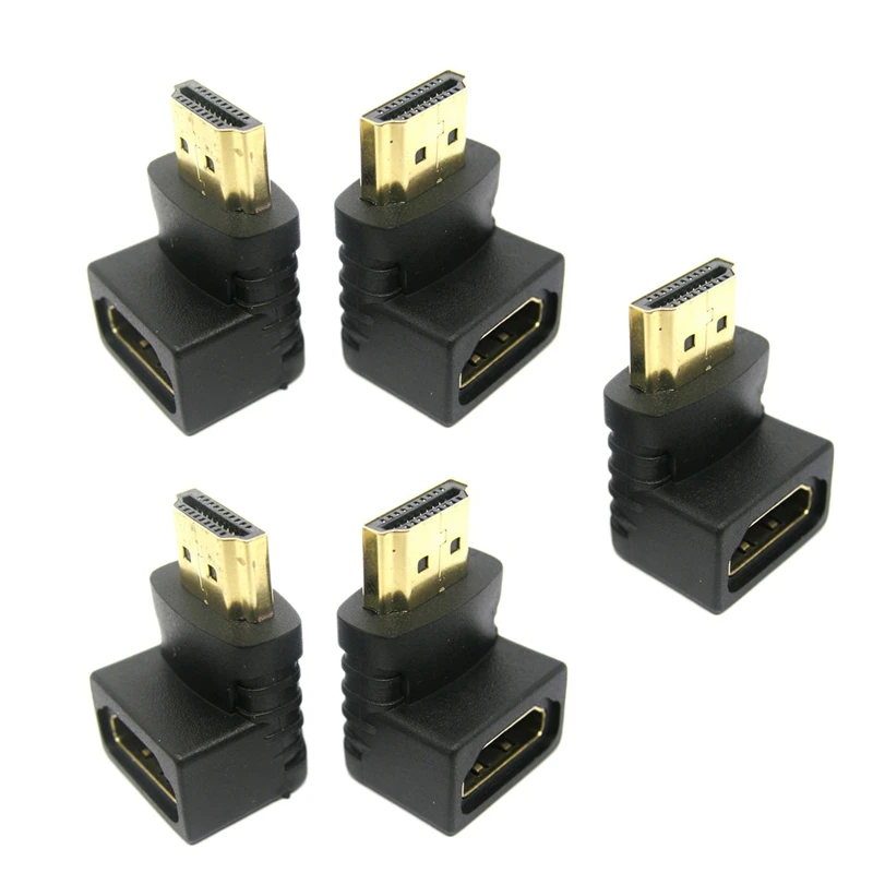 5 шт. HDMI 90 градусов адаптер под прямым углом позолоченный штекер на гнездо разъем