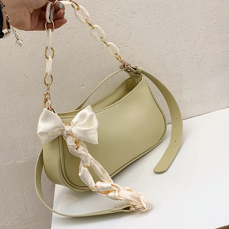 

Сумка кросс-боди Женская с цепочкой, дизайнерский саквояж на плечо из экокожи с откидной крышкой, мессенджер с лентой, лето 2021