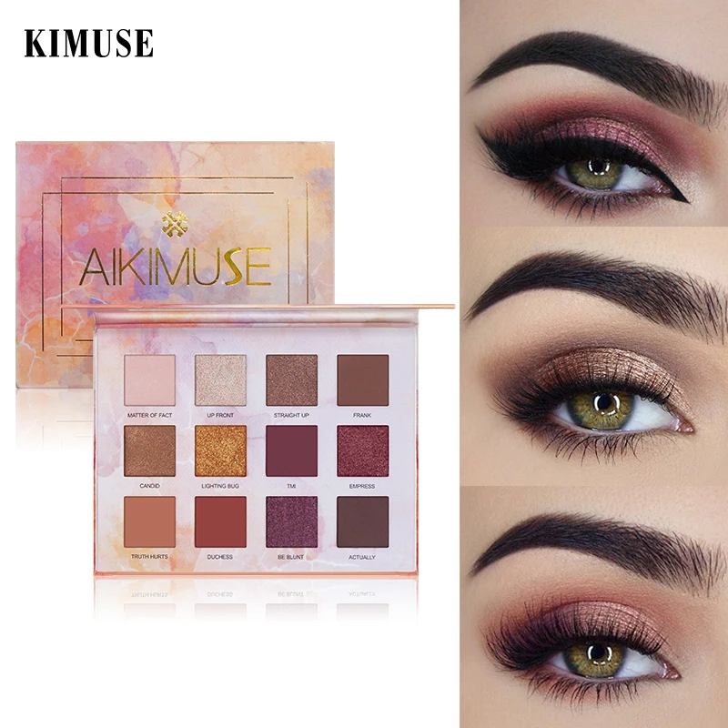 Минеральные тени для век KIMUSE 12 цветов блестящая пудра матовые пигментированные