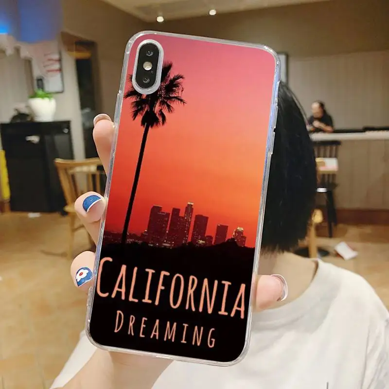 

California Travel Los Angeles Phone Case Transparent for iPhone 6 7 8 11 12 s mini pro X XS XR MAX Plus