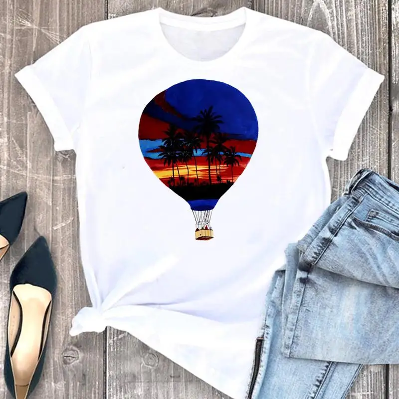 

Summer Print Tshirt Outdoor Streetwear Female T-shirts Women Clothes Letters Pineapple Vacation Cartoon 90s Fashion Short Sleeve