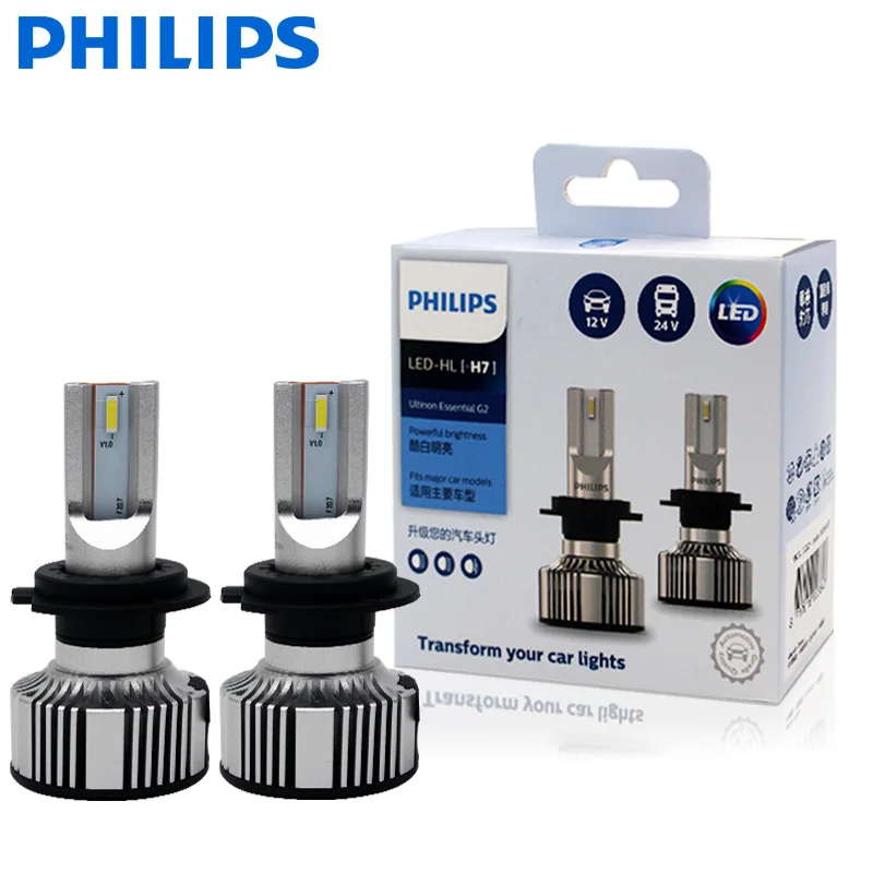 Philips Ultinon Essential G2 LED H1 H4 H7 H8 H11 H16 HB3 HB4 H1R2 9003 9005 9006 9012 6500K Автомобильные противотуманные фары (2 шт.)