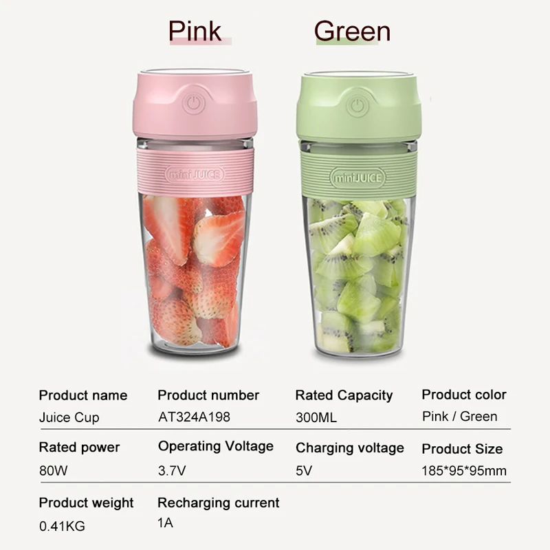 

Hot Juicer Portable 300ml Machine Multifunctional Electric Juicing Smoothie Juicer Original Extractor USB Charger Mini Blender