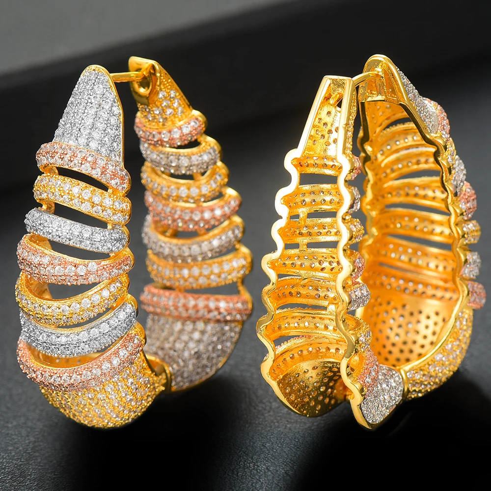 Godki роскошный спиральный провод массивные большие серьги кольца для женщин