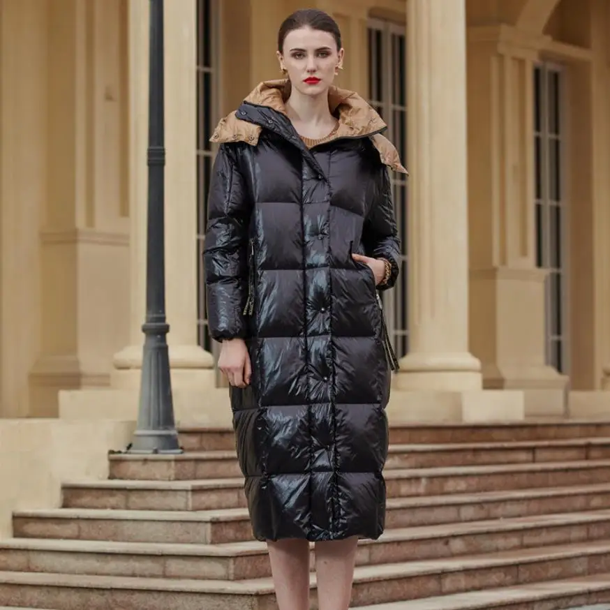 

Новинка 2020, зимняя куртка на утином пуху, Женская Супер длинная пушистая зимняя толстая верхняя одежда, пальто, женские толстые теплые пухов...