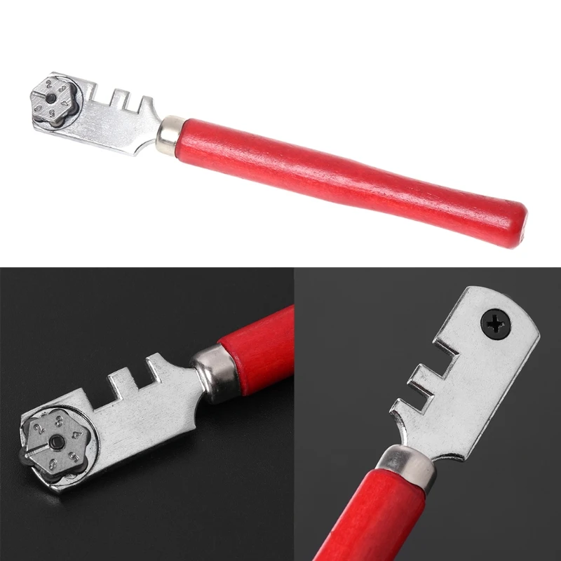 

Portable 6 Wheels Glass Tile Cutter Cutting Craft Hand Tools Kit Wood Handle