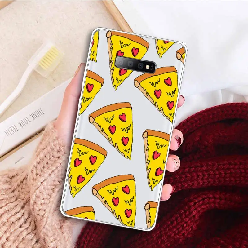

Funny cartoon pizza high quality Phone Case Transparent For Samsung Galaxy A 71 21s S note 8 9 10 plus 20 ultra