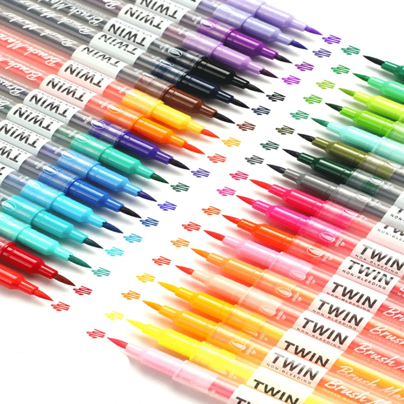 

6/12/24/36 Colors Brush Pen Set Dual Tip Fineliners Drawing Markers Journal Pen Supplies Pennarelli Feutre Alcool Lettering