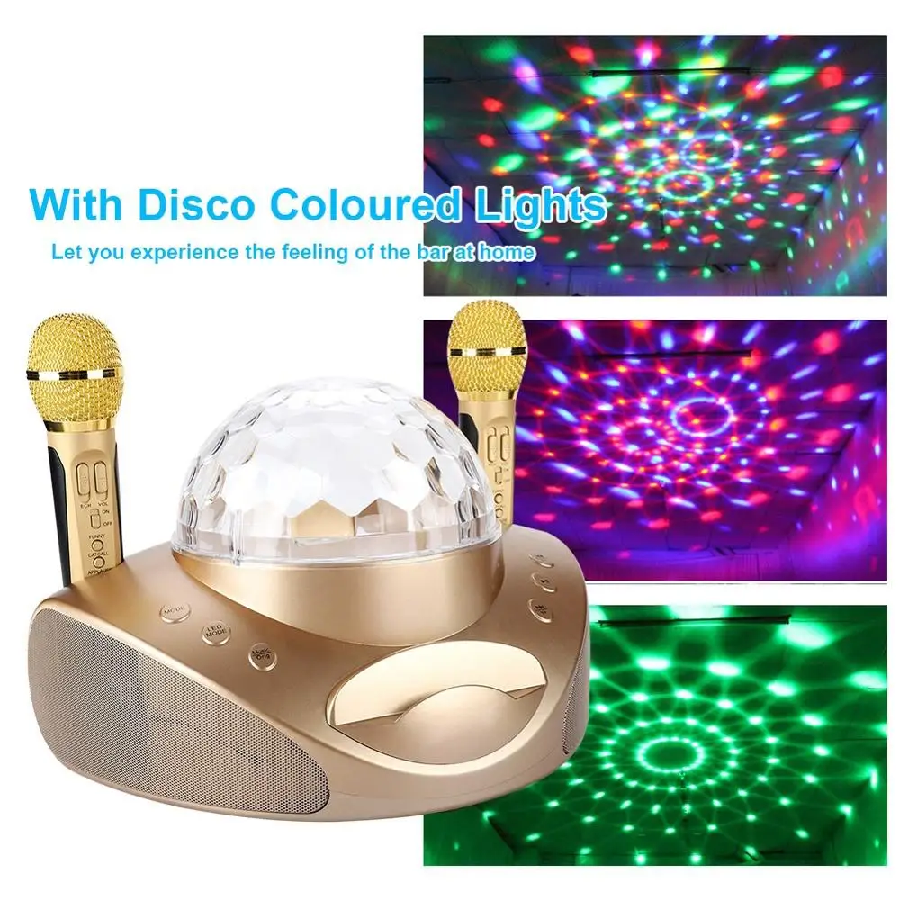 Семейный набор для дискотеки KTV Bluetooth караоке микрофон двойной цветное освещение
