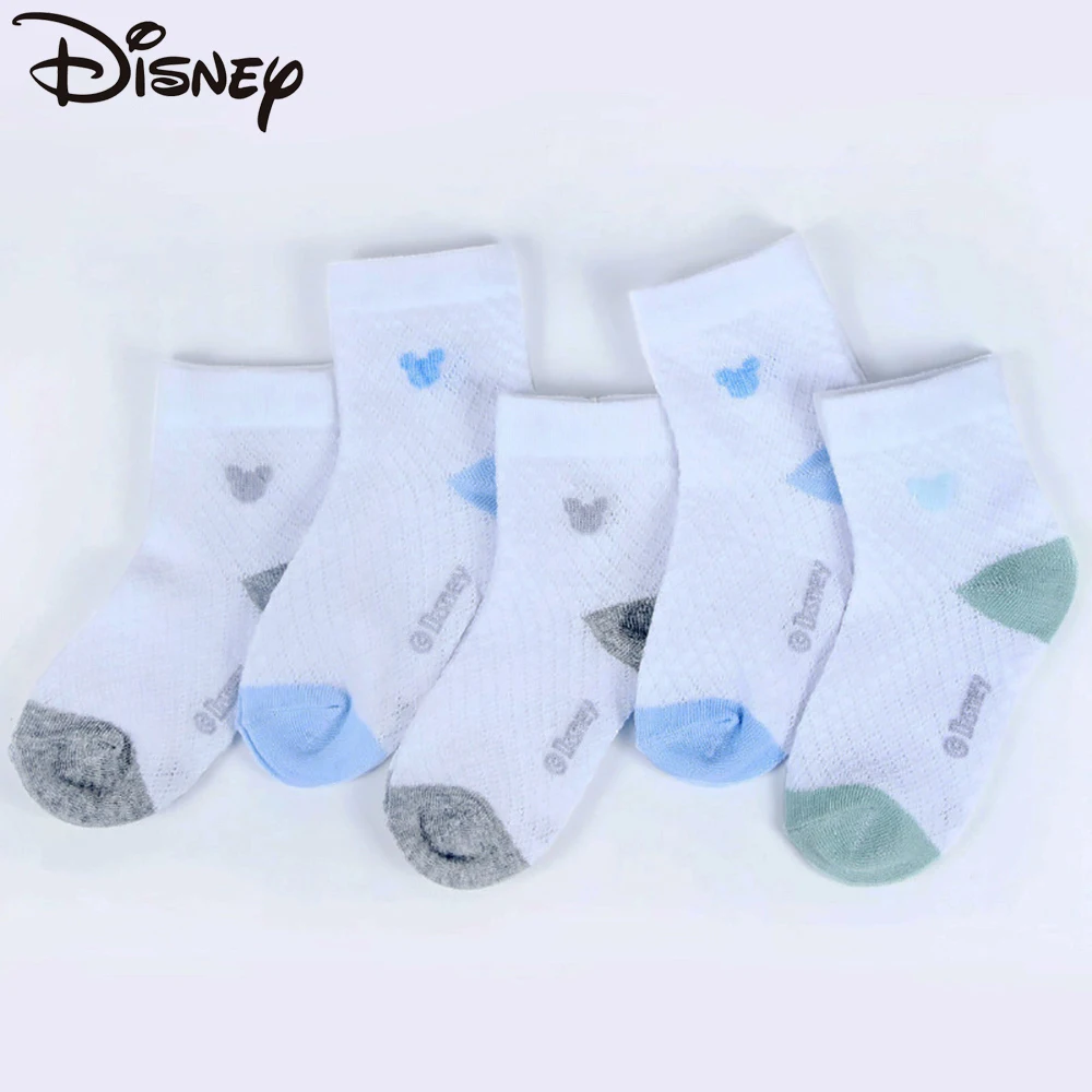 

Детские сетчатые носки Disney, летние детские хлопковые носки для мальчиков и девочек, дышащие носки, 5 пар, аксессуары для новорожденных, теплы...