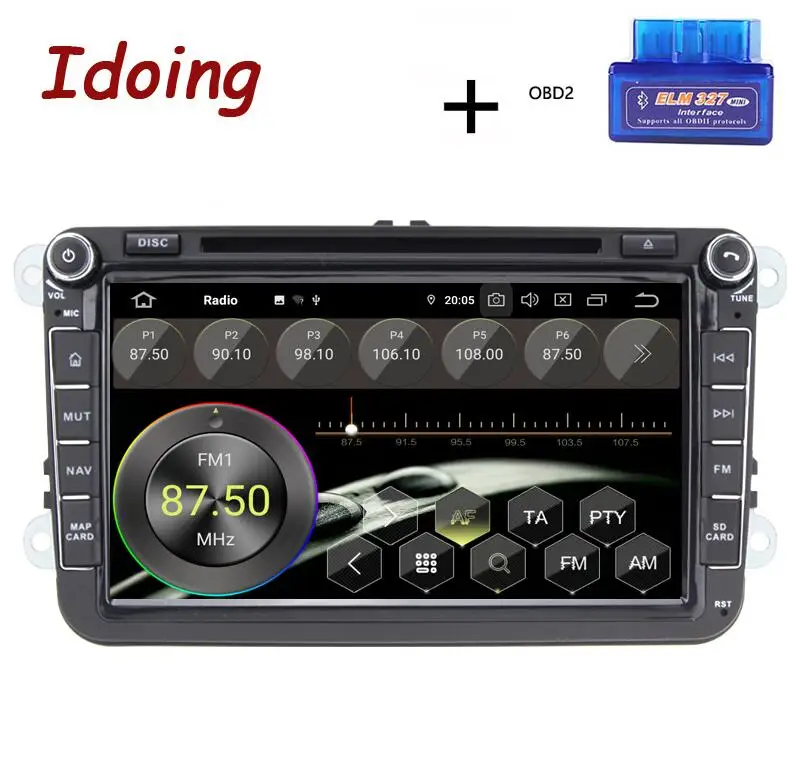 Standard with OBD Idoing " 2 din Автомобильный Android 9,0 радио плеер универсальный для Volkswagen Skoda Seat 4G+ 64G Восьмиядерный ips gps навигация Мультимедиа - Цвет: Standard with OBD