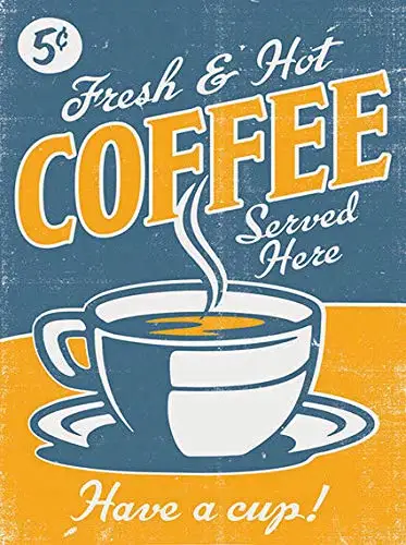 

Cafe Coffee Metal Wall Sign Retro Wall Home Bar Pub Vintage Cafe Decor, 8x12 Inch