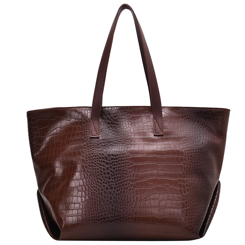 

casual alligator women shoulder bags designer handbags luxury soft crocodile leather messenger bag large capacity tote big purse