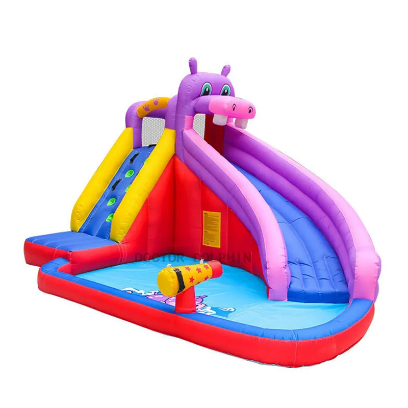 Надувной замок батут с водной горкой парк Бегемот отскок домик для детей уличная