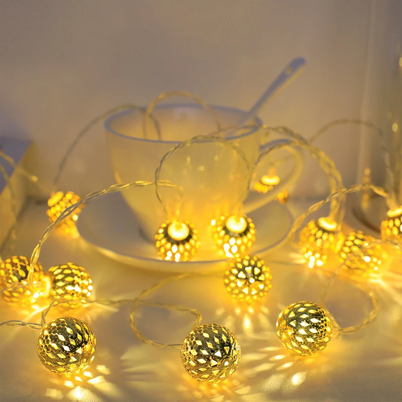 

C2 LED string Night light Fairy Hollow LED Lights Wedding Holiday Decoration lights wrought iron ball romantic room Christmas