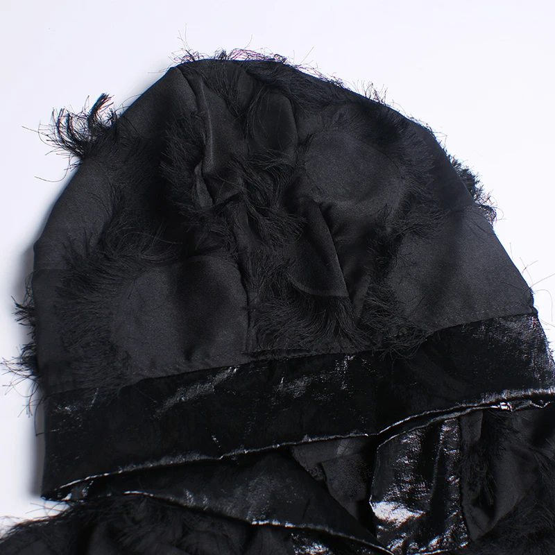 Женское асимметричное платье XITAO черное свободное уличное с капюшоном осень 2020