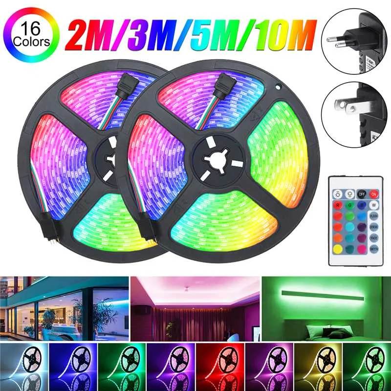 Светодиодная лента RGB 2/3/5/10 м 24 клавиши ИК пульт дистанционного управления +
