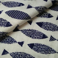 blue white porcelain fish printed linen linen fabric pillow tablecloth canvas fabric handmade diy crafts cotton and linen fabric