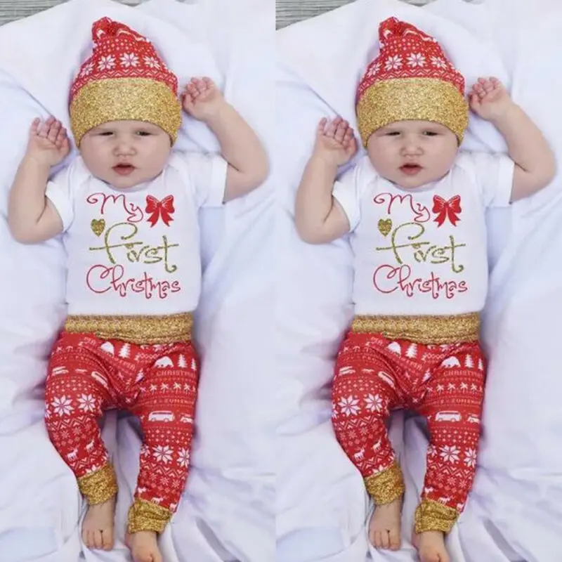 Рождественский спортивный комбинезон для маленьких мальчиков и девочек боди +