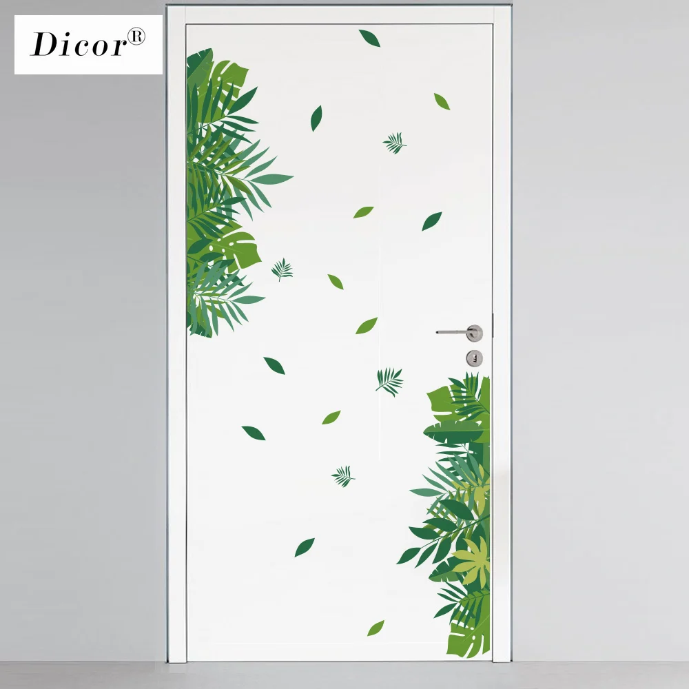 Стикер на стену с зелеными листвами DICOR домашний декор для гостиной дверей