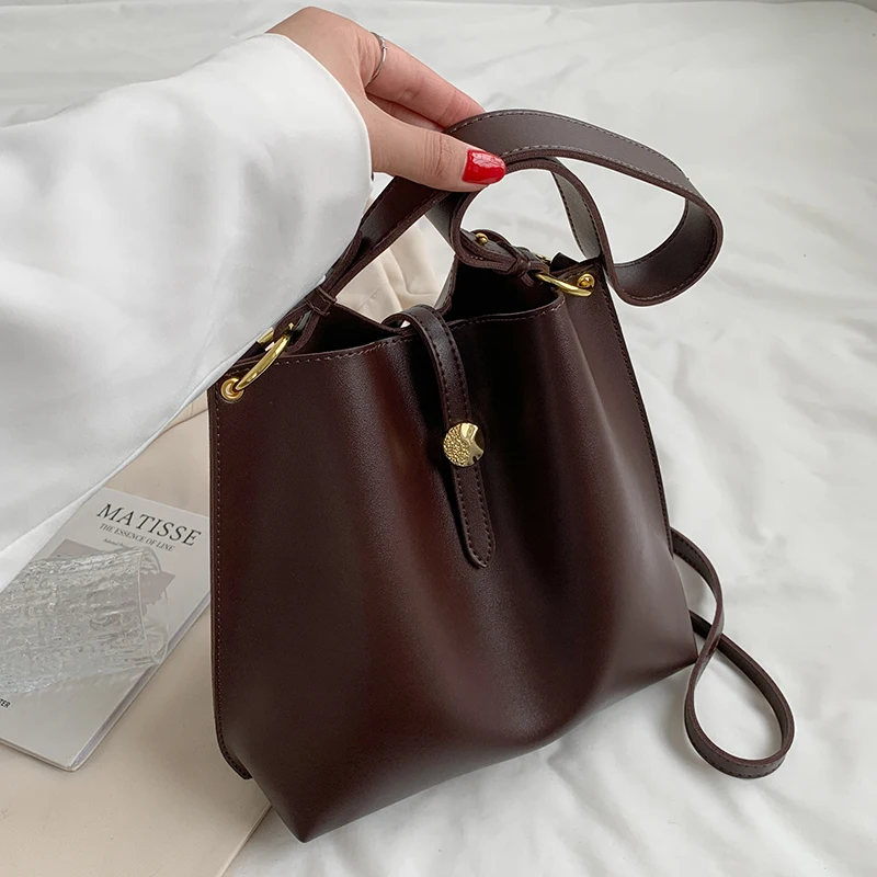

2 Pcs/set Small PU Leather Bucket Crossbody Bags for Women 2022 Trend Branded Trending Composite Shoulder Handbags and Purses