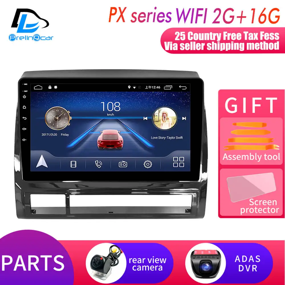Android 9,0 автомобильный DVD gps стерео аудио навигационная система для Тойота Такома/HILUX 2005-2013 лет радио плеер - Цвет: PX player 2G16G DVR