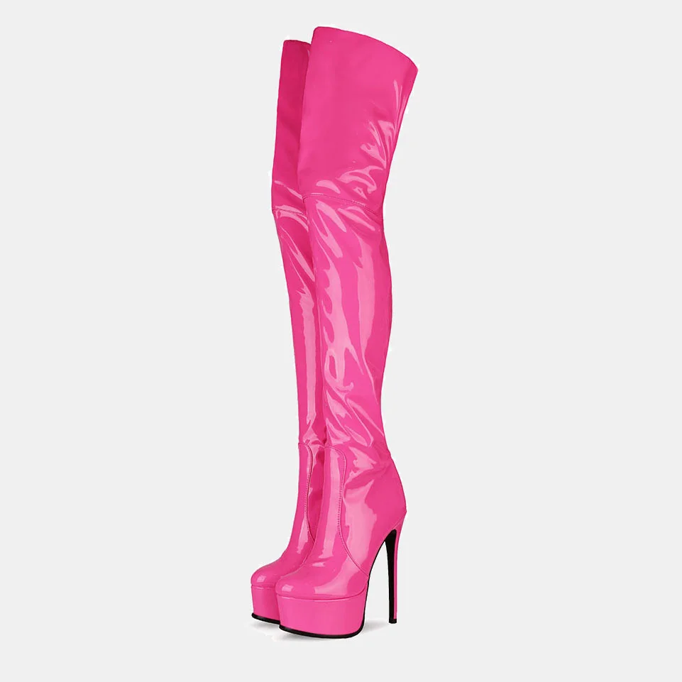 

Autumn and winter 2020 new candy color stiletto waterproof platform knee high boots zipper women's boots large 45