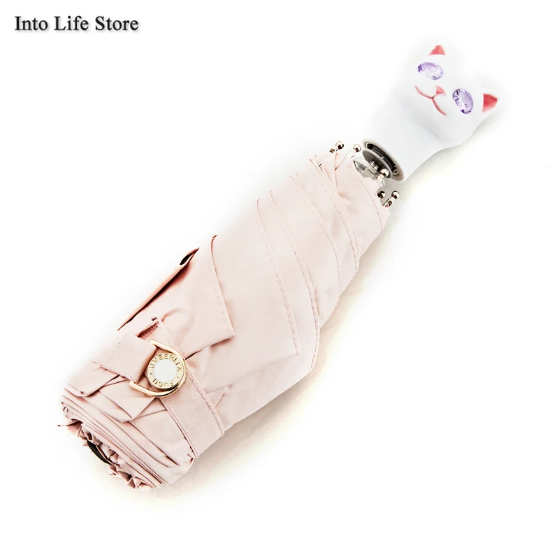 

Ladies Cat Sun Beach Umbrella Rain Women Parasol Luxury Small Umbrellas UV Five Folding Umbrella for Girls Windproof Gift Ideas