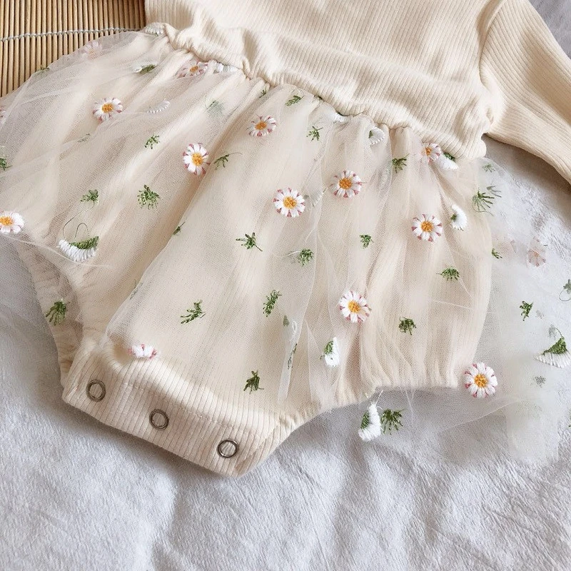 

2020 Infant Kids Bodysuits Little Dasiy Baby Girls One Piece Long Sleeve Tutu Skirt Baby Outfit