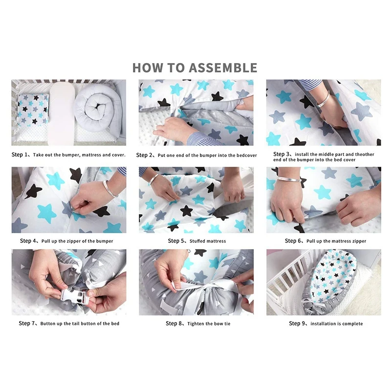 

Soft Cotton Cosleeping Baby Bed Premium Quality and Bigger Size Breathable & Hypoallergenic Portable Crib