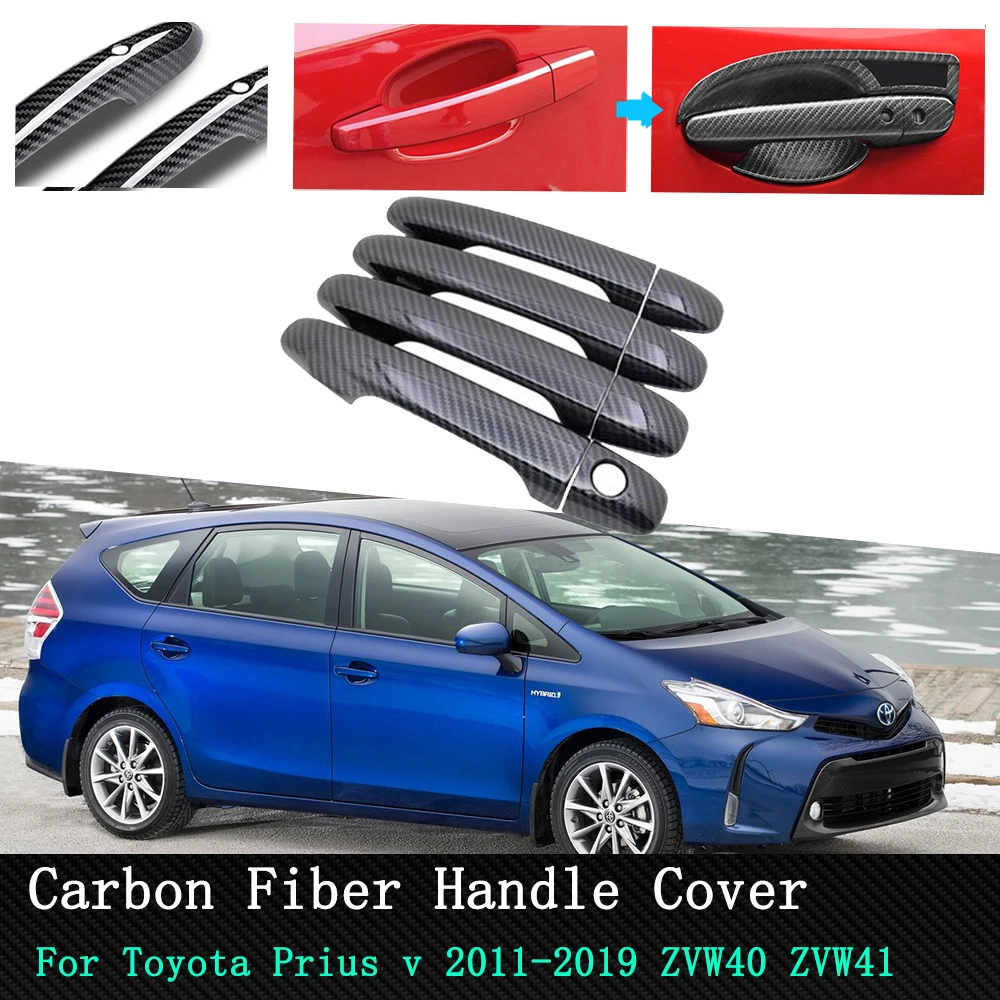 

Car Door Handle Cover stickers Chrome Carbon for Toyota Grand Prius+ v Prius α Wagon ZVW40 ZVW41 40 2011 2012 2013 ~2019