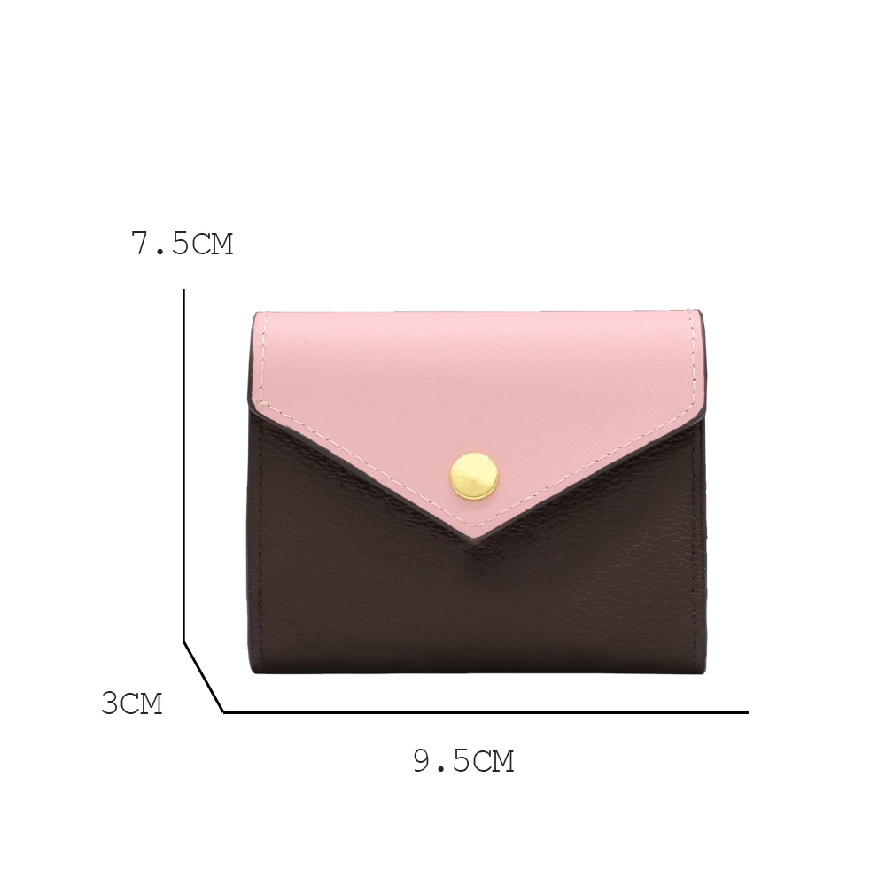 

Top Quality Ladies Folding Wallet Genuine Leather wallet Cute Coin Purse Credit Card Holder Dust bag with box free shipping