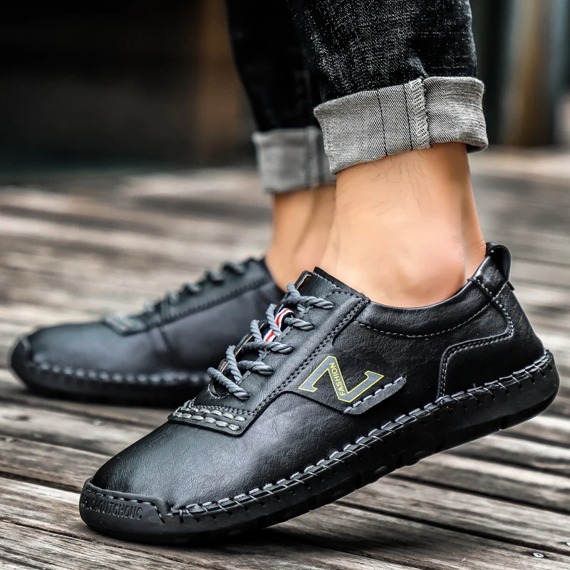 

2021 New Men Casual Shoes Fashion Soft Leather Driving Shoes Brand Slip On Flat Shoes Loafers Moccasins Men Shoes Big Size 48