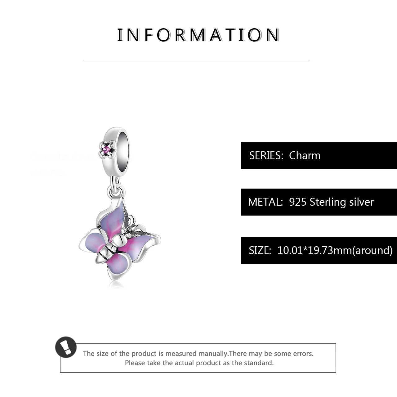 Бусина-Шарм в виде бабочки из серебра 925 пробы с фиолетовой и розовой эмалью |