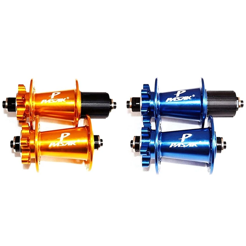 

2Set PASAK Mountain Bike 4 Palin Bearing Disc Brake Hub Front Rear Axle Hubs 32 Hole Quick Release-Blue & Gold