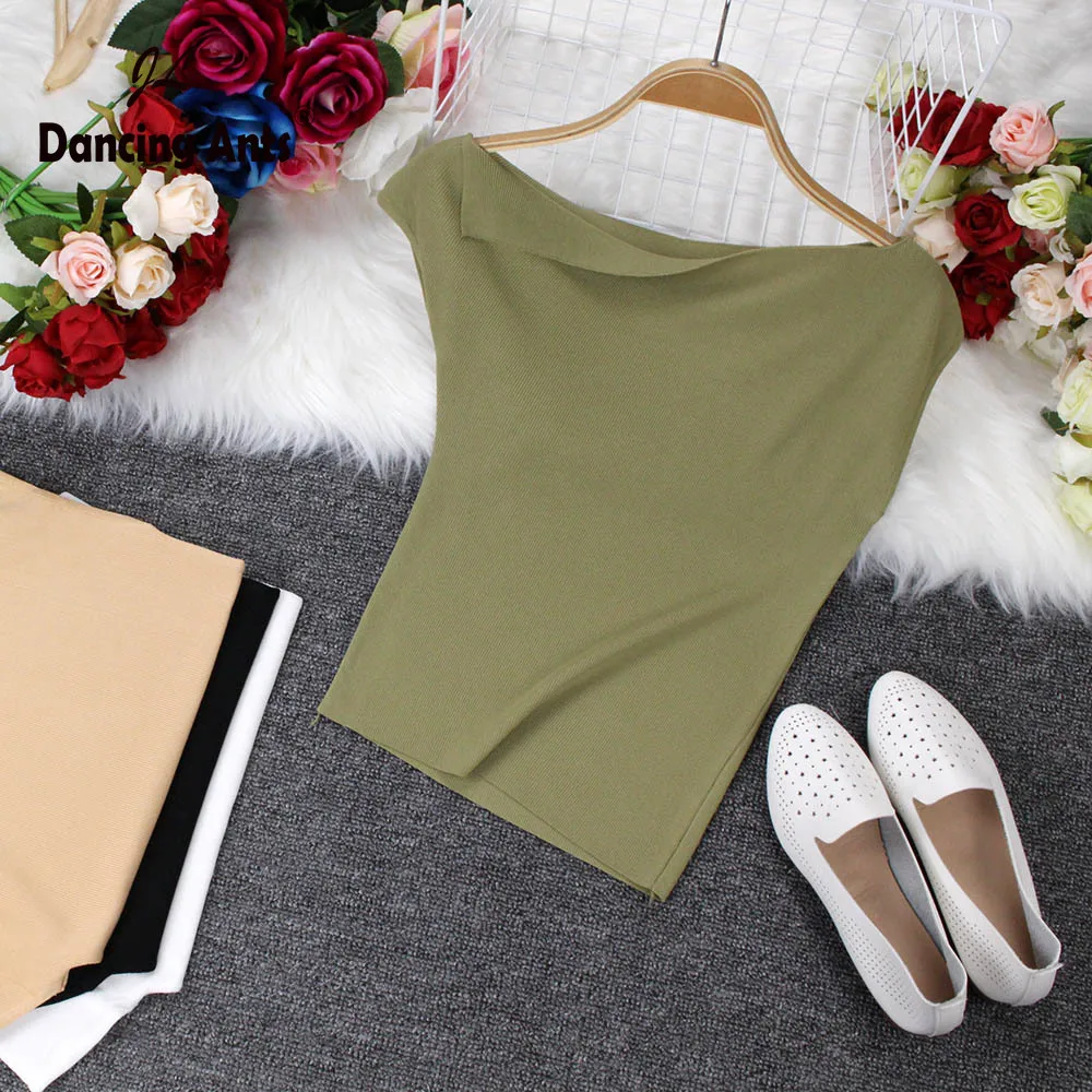 Женские трикотажные футболки сексуальные женские с вырезом лодочкой и коротким