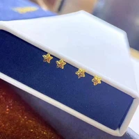 trendy 100 18k gold star stud earrings women fine jewelry au750 real gold earrings mini birthday gift