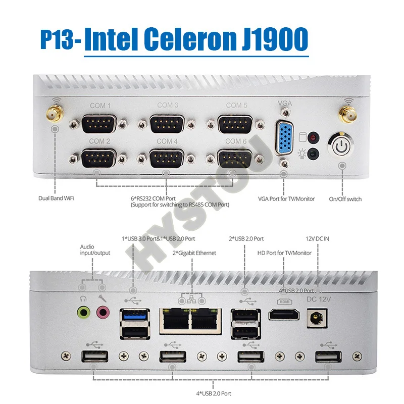 P13-J1900 Intel Core i5 8250u четырехъядерный процессор minipc dual nuc i7 5500U Windows 10 Linux промышленный компьютер COM HDMI VGA j1900 тонкий клиент - Цвет: P13-J1900