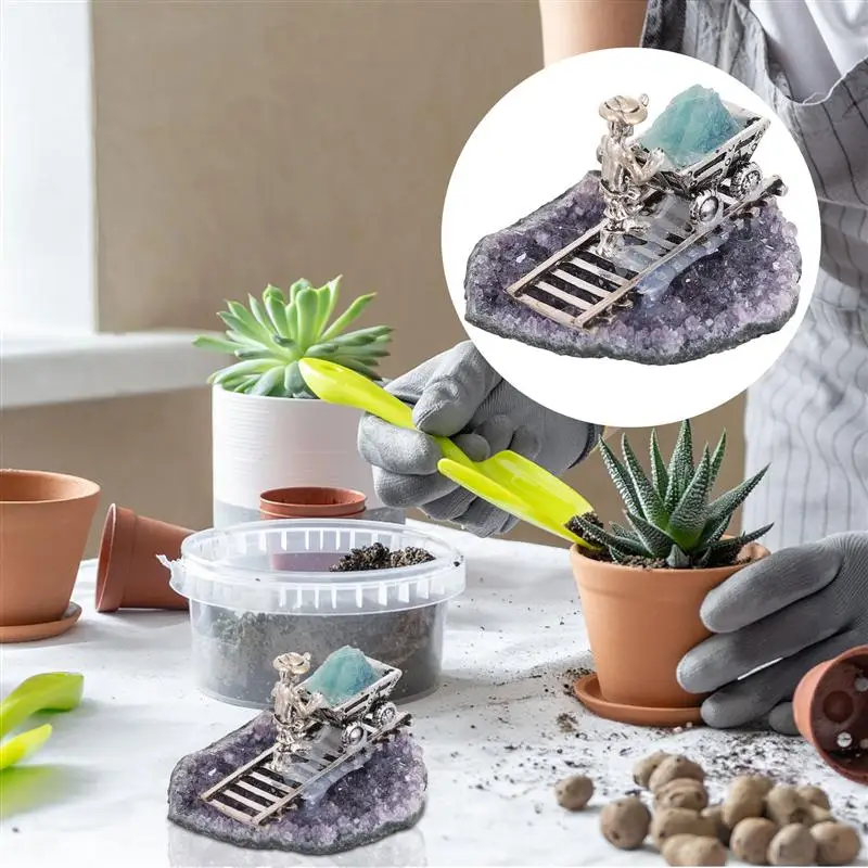 

1pc Natural Amethyst Cluster Miner Figurine Decor Amethyst Home Ornament