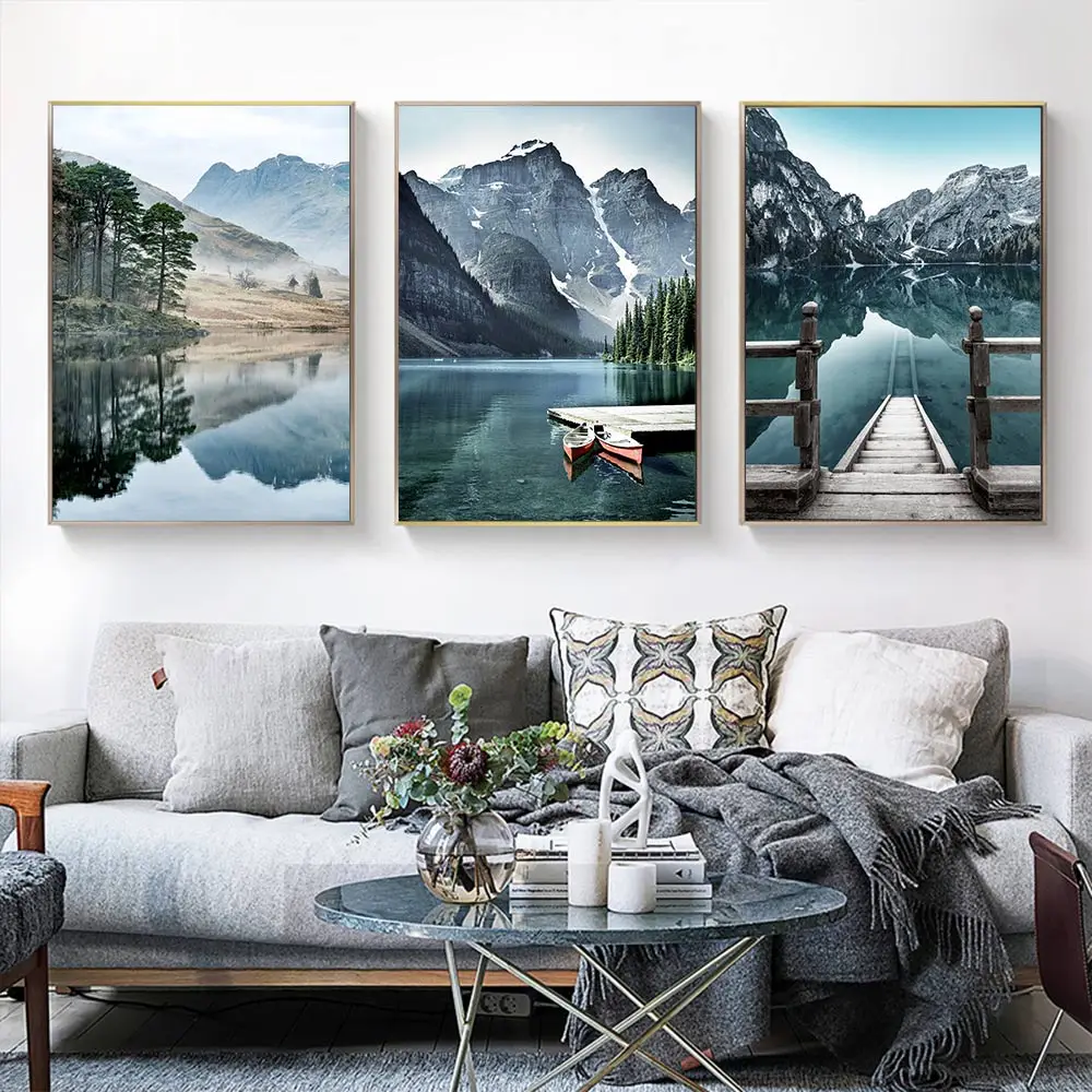 Постер с изображением природы озера гор настенное художественное изображение на