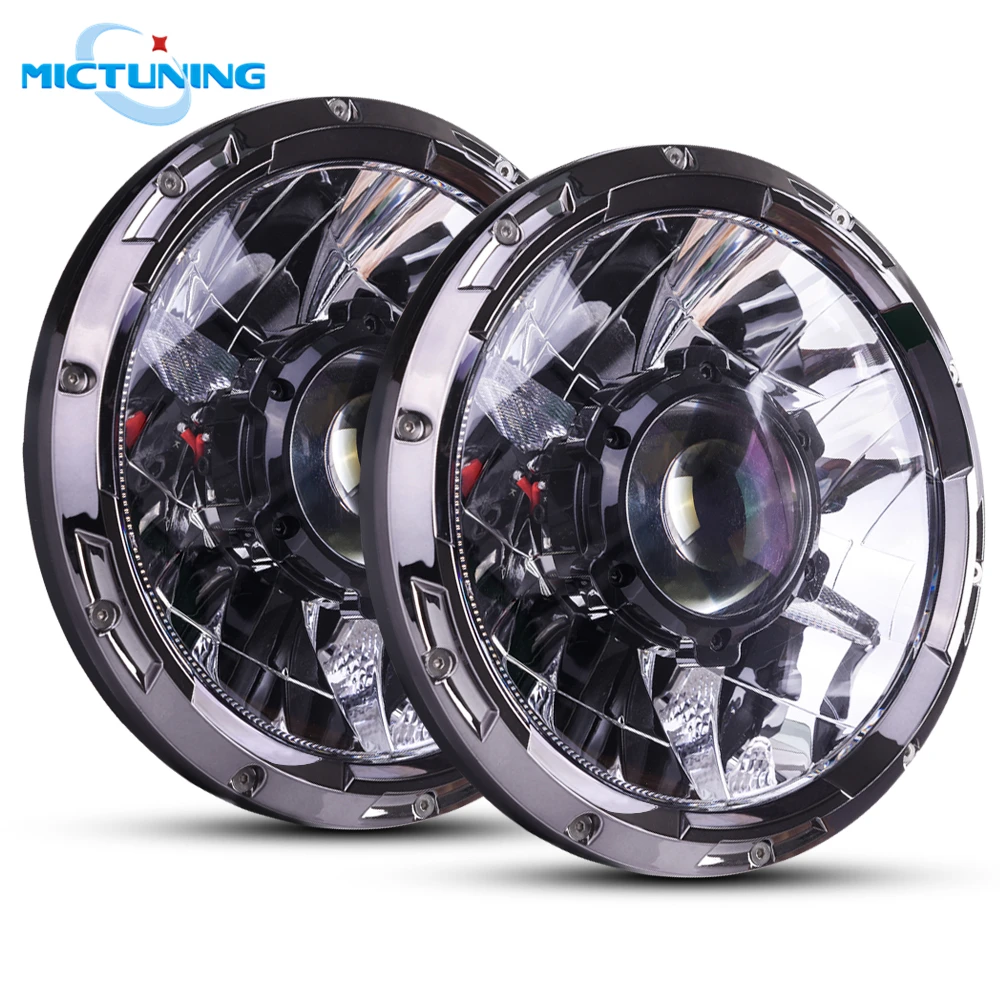 MICTUNING 7 ''Модернизированный автомобиль светодиодный вождения H4 головной светильник s с лазерный светильник может занять от 10 до 30V 6000K высокоскоростная точечного комбинированного лампы для Jeep Wrangler