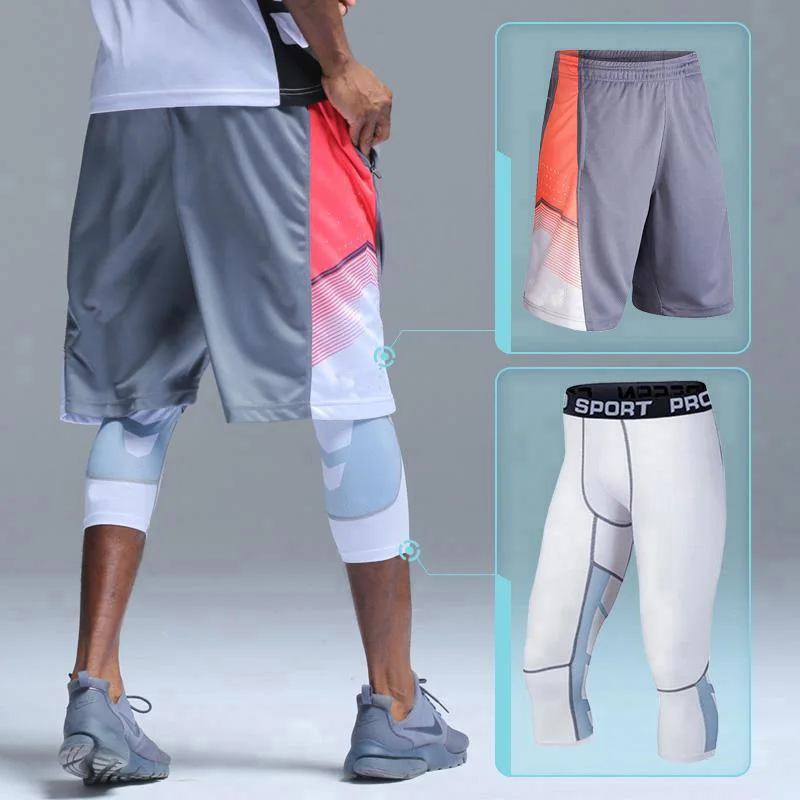 

Basketball Set Sport Gym Workout Board Shorts with Tights For Male Soccer Exercise Hiking Running Fitness Yoga Basketball Shorts
