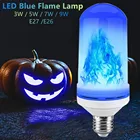 Светодиодная лампочсветильник с эффектом пламени, лампочка с эффектом огня E26, лампа с эффектом пламени E27, 3 Вт, 5 Вт, 7 Вт, 9 Вт, лампочка-кукуруза, 220 В, Светодиодная свеча, динамический мерцающий свет