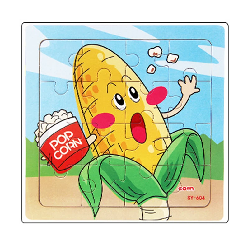 Деревянные 3D Головоломки 16 частей головоломки мультфильм фрукты Развивающие