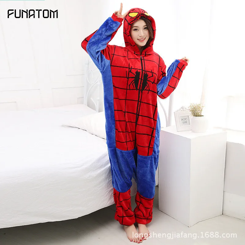 Фланелевая Пижама для взрослых пижамы с животными Человек-паук женщин в стиле