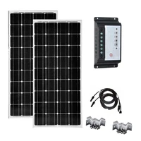 waterproof solar kit 200w solar module 100w 12v monocrystalline solar charge controller 12v24v 20a portable caravan car camping