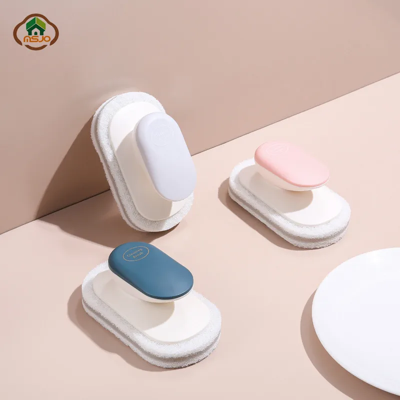

MSJO Kitchen Cleaning Brush Nordic Style Plastic Handle Bathroom Household Tool Washing Dishes Sponge for Kitchen Accessories