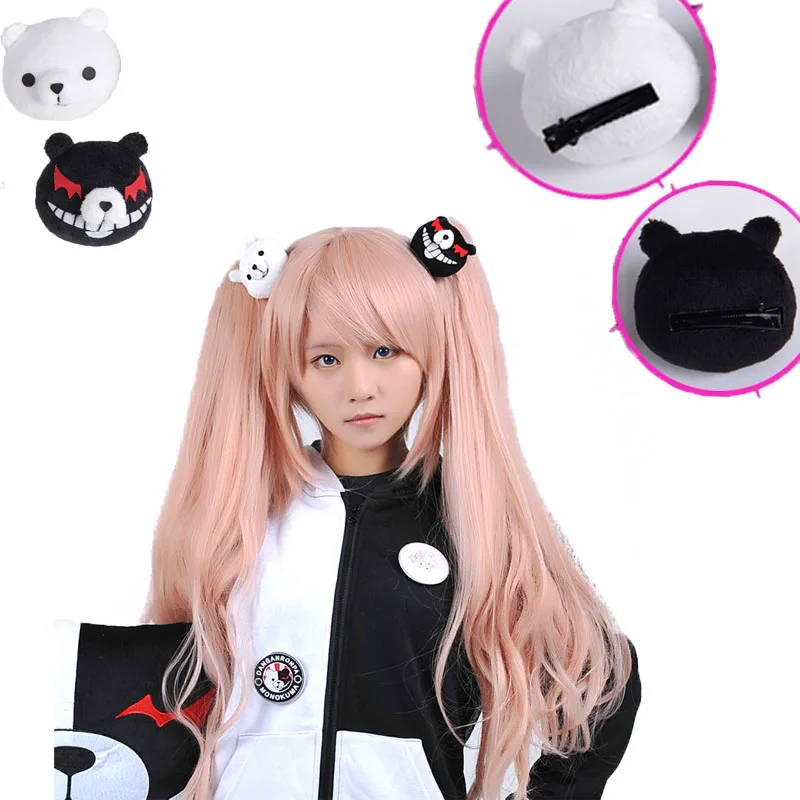 

Anime Danganronpa 3 Peripheral Cosplay Enoshima Junko Hairpin Hair Headdress Black and White Bear Hairpins Accessories