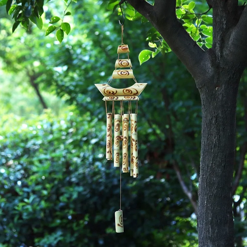 bamboo wind chimes pendant balcony outdoor yard garden home decor antique windbell handmade windchime indoor wall hanging crafts free global shipping