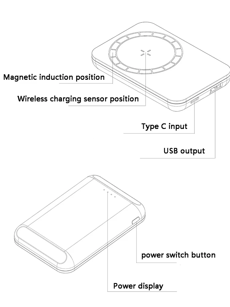 

portable thin slim Wireless powerbank Magnetic External auxiliary battery For apple 12 iphone magsafe charger mini power Bank